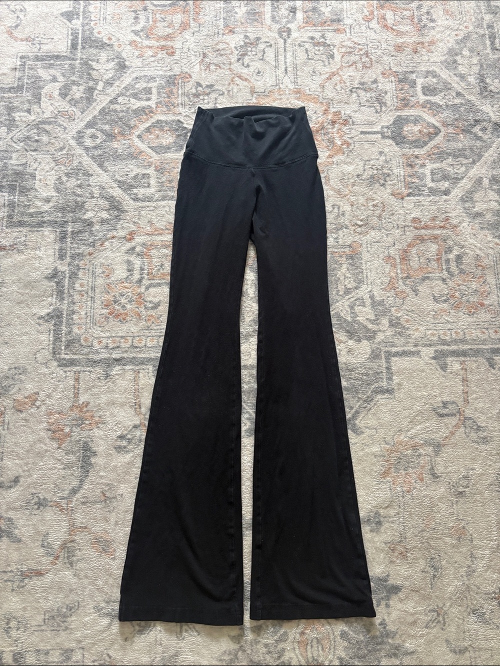 Aritzia TNA Black High-Rise Foldover Flare Leggings